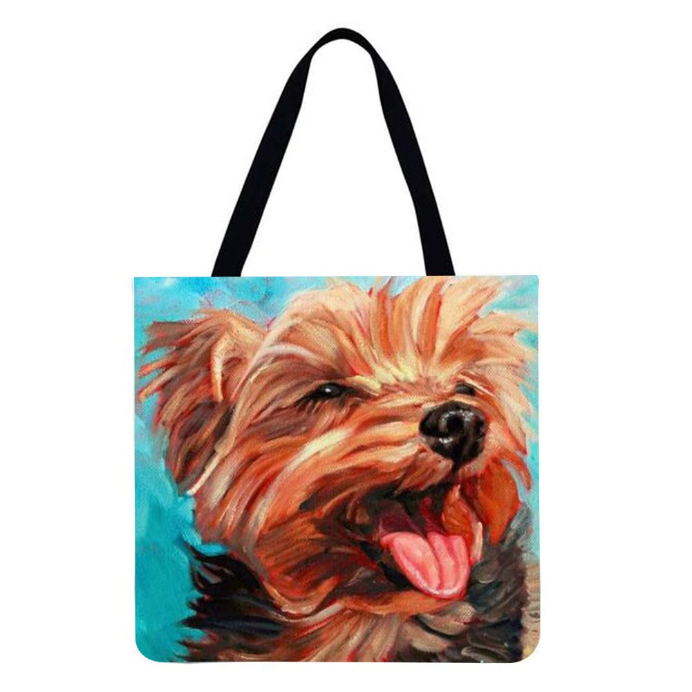 Linen Tote Bag-Golden dog