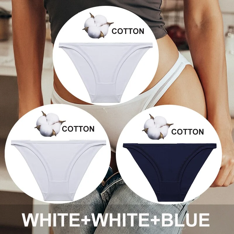FINETOO 3PCS/Set Women Cotton Panties Sexy Lingerie Plus Size Underwear Low-Waist Briefs Female M-2XL Woman Hollow Out Pantys