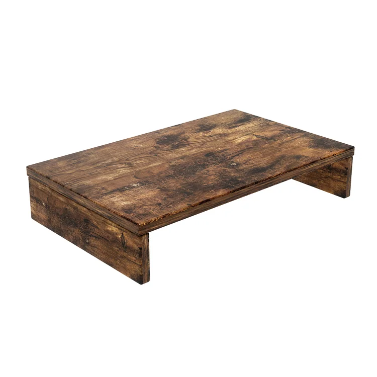 Bestier Wood Monitor Stand for 2 Monitors/Laptop/PC Computer Stand for Desk Rustic Brown Finish