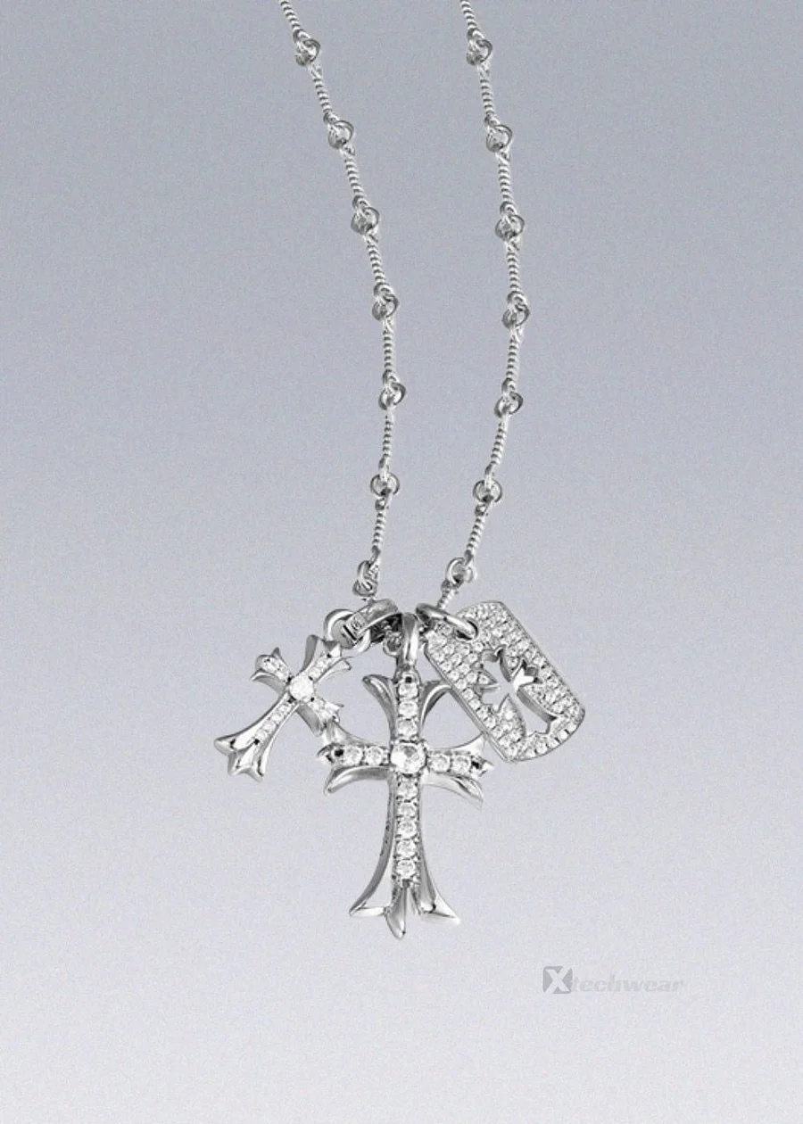 Chrome Hearts Diamond-studded Cross Pendant - X