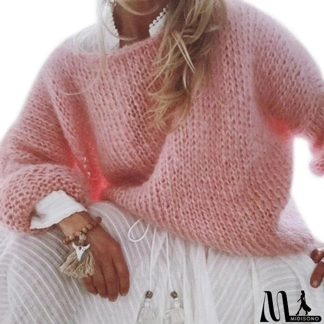 MidiSono - Lantern Long Sleeve Sweater Fluffy Mohair