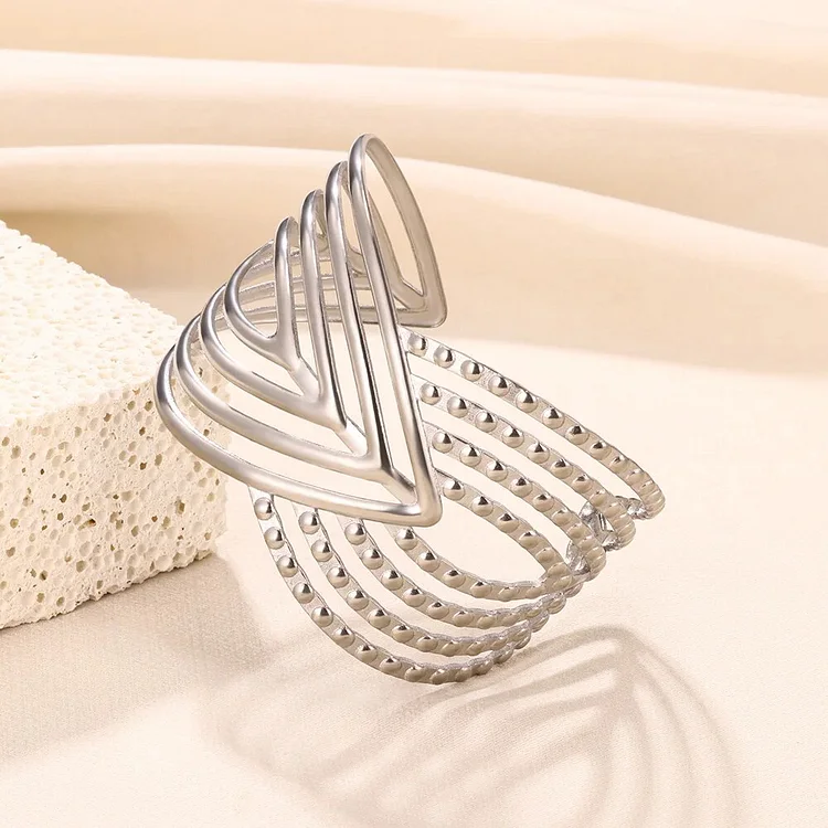 Fulaigao Stainless Steel Broad Bracelets For Women Men Irregular Wavy Textured Bangles Bracelet Fashion Jewelry Accessoriesc Gift Pulsera