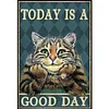 (Big Size)Vintage Poster Cat With Cheek In Hand - 11CT Stamped Cross Stitch - 40*60cm