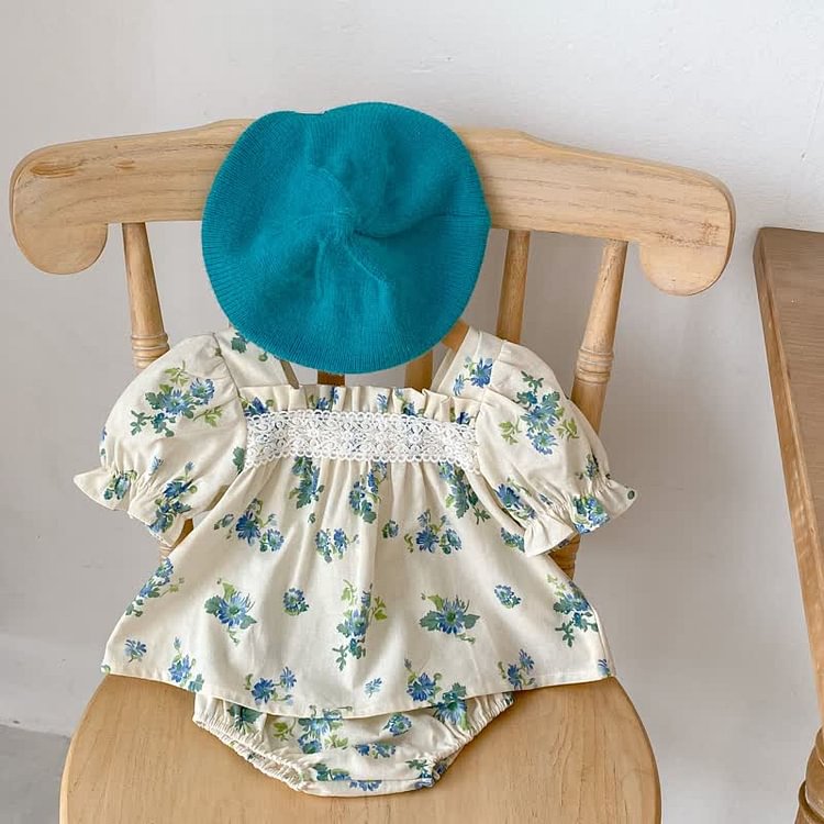 Baby Flowers Vintage Blouse and Bloomers Set