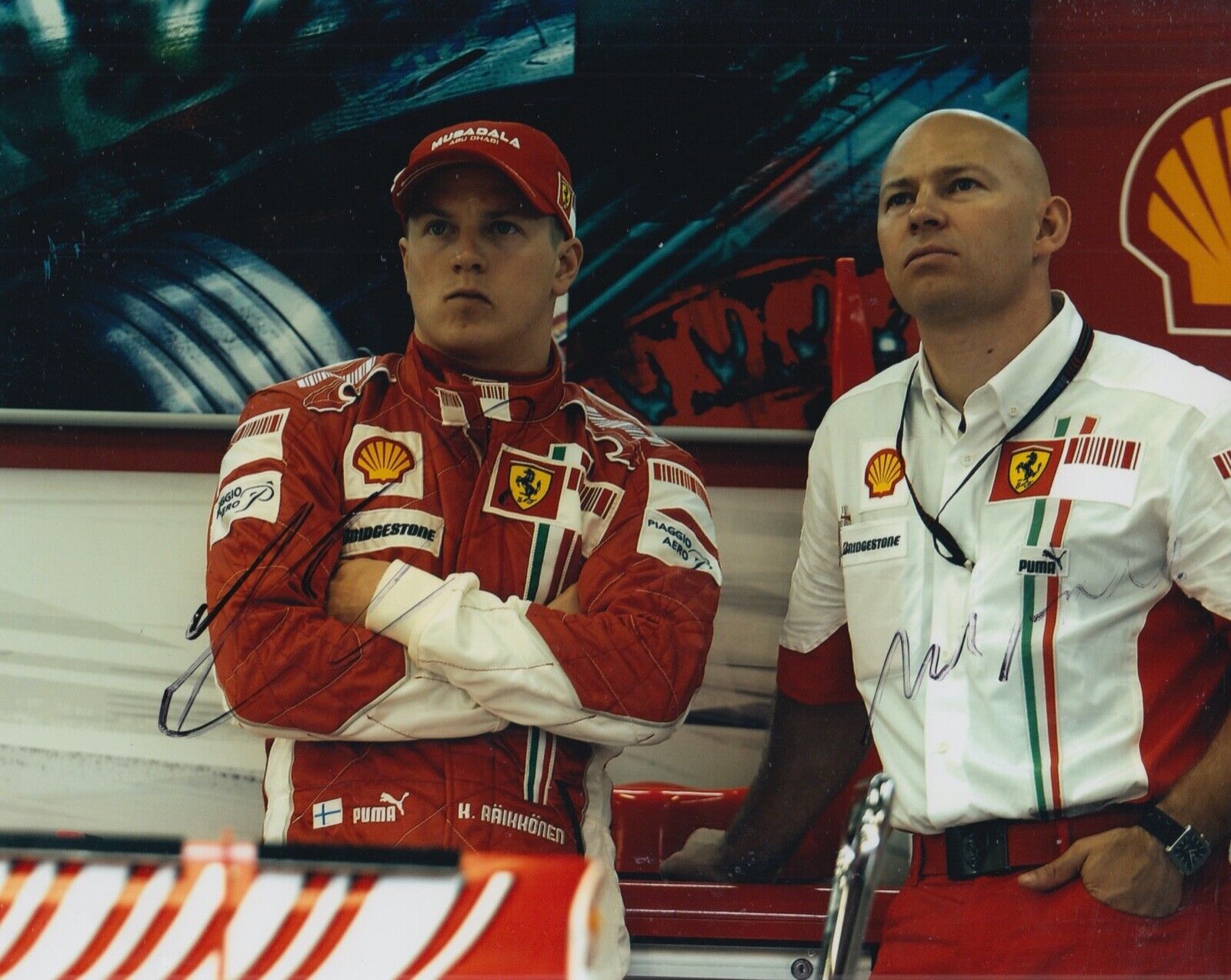 Kimi Raikkonen and Mark Arnall Hand Signed 10x8 Photo Poster painting F1 Autograph Ferrari