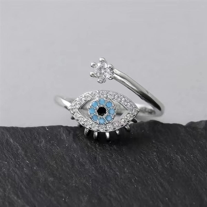 Casual Minimalist Devil’s Eye Copper Gold Plated Zircon Open Ring In Bulk