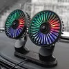 F404D USB Car Truck Fan Dual Head 3-Speed Dashboard Fan with LED Lights