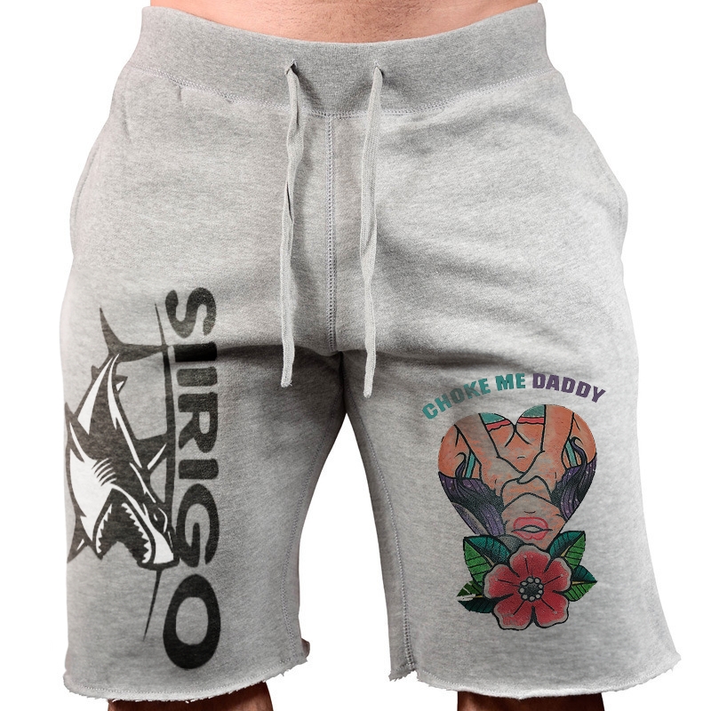 CHOKE ME DADDY Sexy Lady with Rose Print MEN'S SWEAT SHORTS WORKOUT
