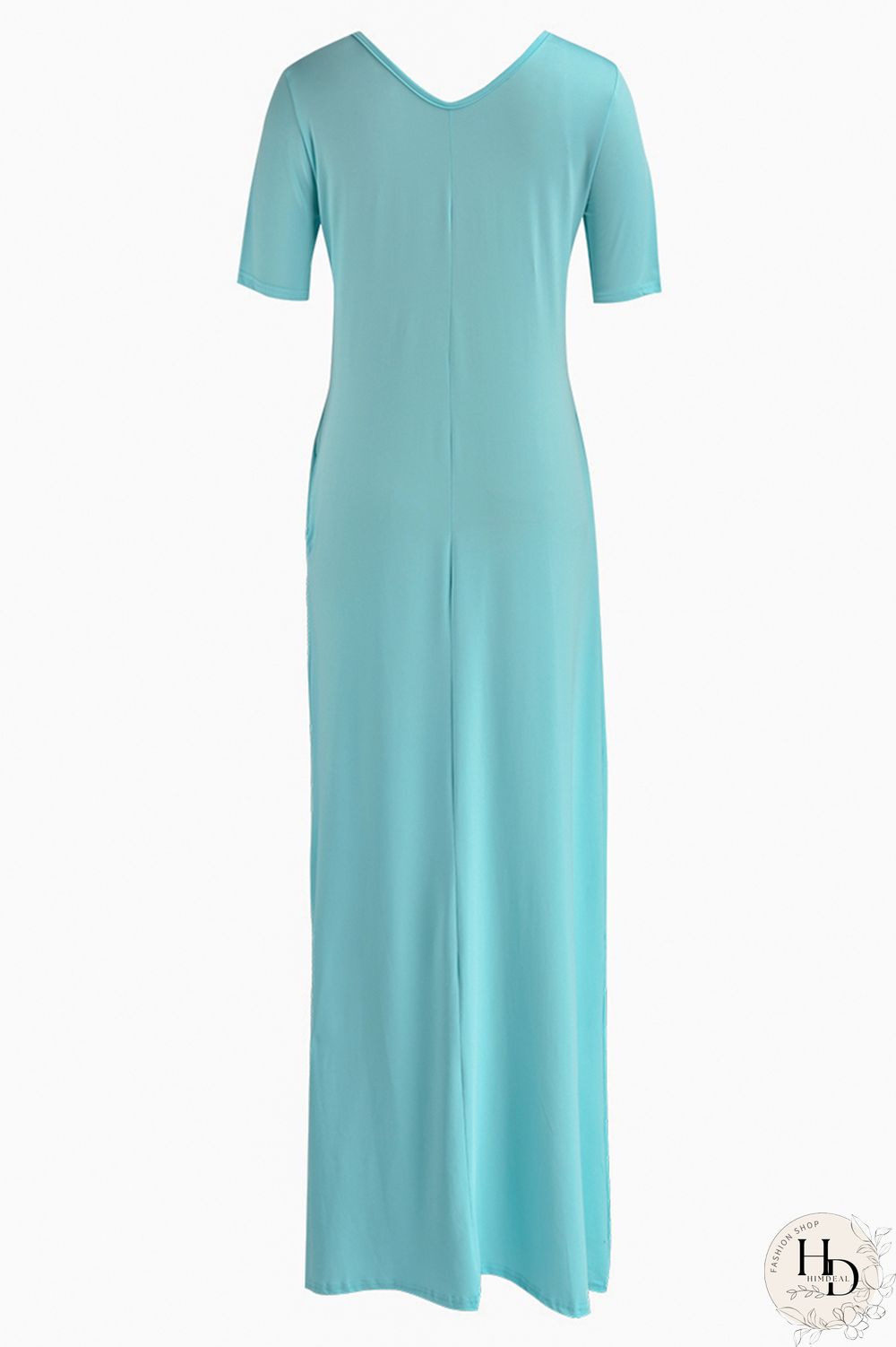 Yellow Fashion Casual Solid Basic V Neck Short Sleeve Dress