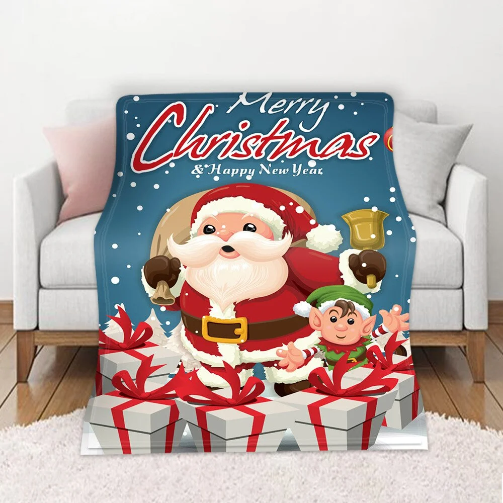 Christmas Blanket Winter Warm Decorative Sofa Living Room Rest Bed To Sleep Flannel Printed Pattern Home Blanket