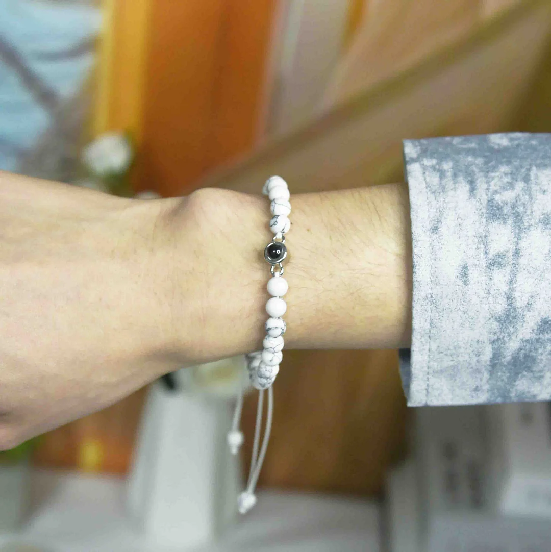 Personalized Beaded Photo Projection Bracelet | Gift Idea for Mom