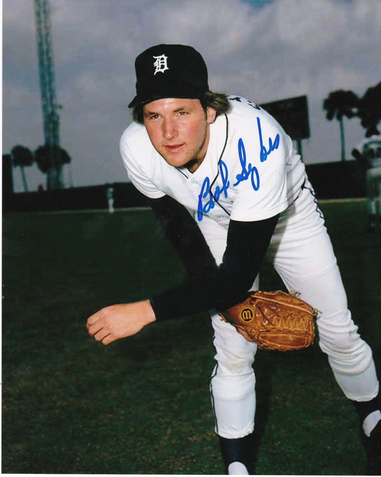 BOB SYKES DETROIT TIGERS ACTION SIGNED 8x10