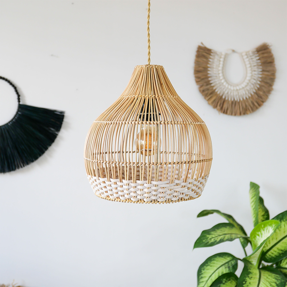 Boho Handwoven Rattan Lampshade Pendant Lights
