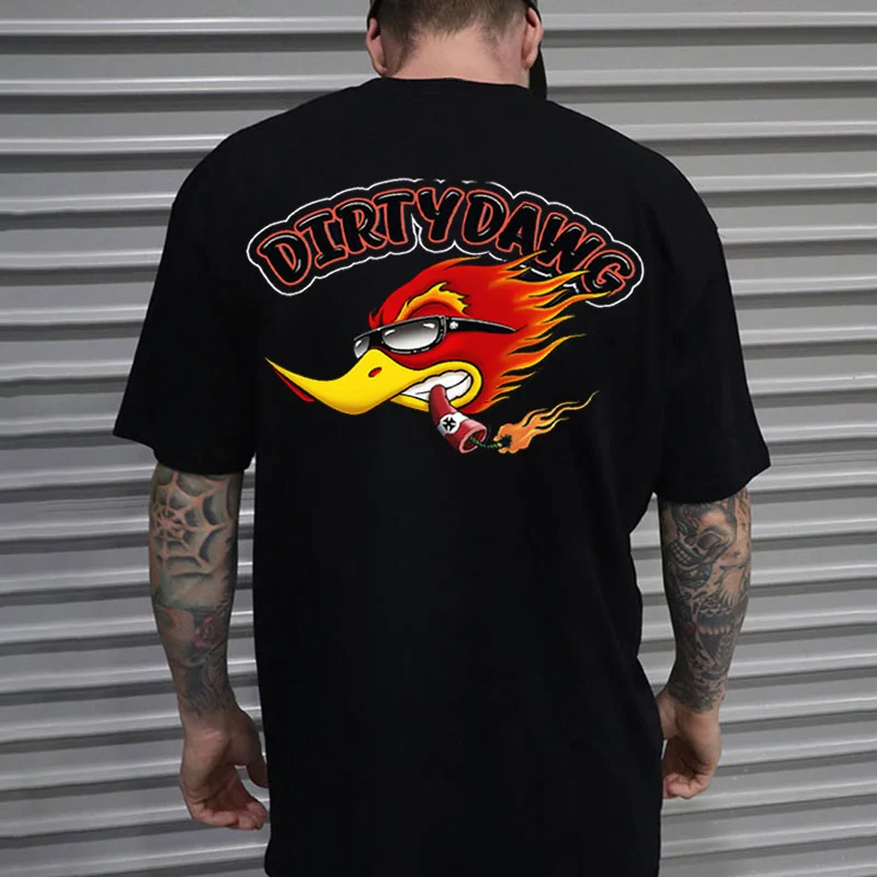 DIRTY DAWG Hot Rod Bird Print Men's T-shirt