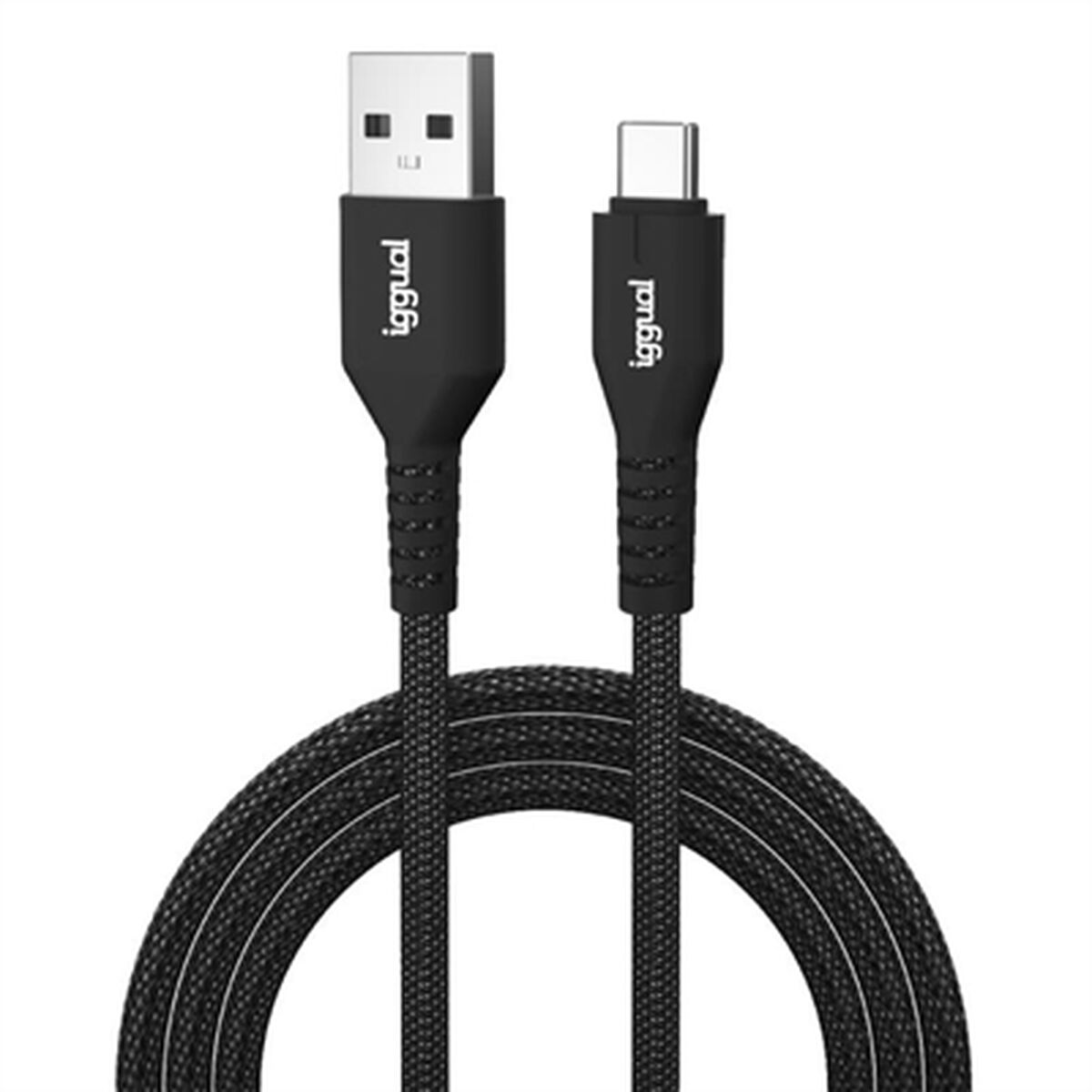 USB A to USB-C Cable iggual IGG320006 Black 1,8 m