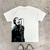 Fashion Character Singing Print Round Neck T-Shirt