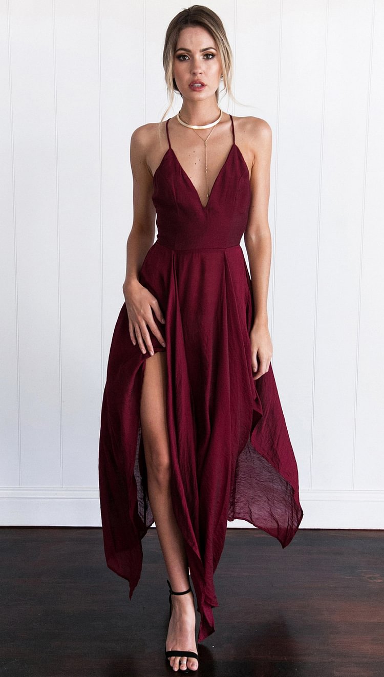 Casual Sleeveless V-Neck Solid Color Maxi Dresses - Chicaggo