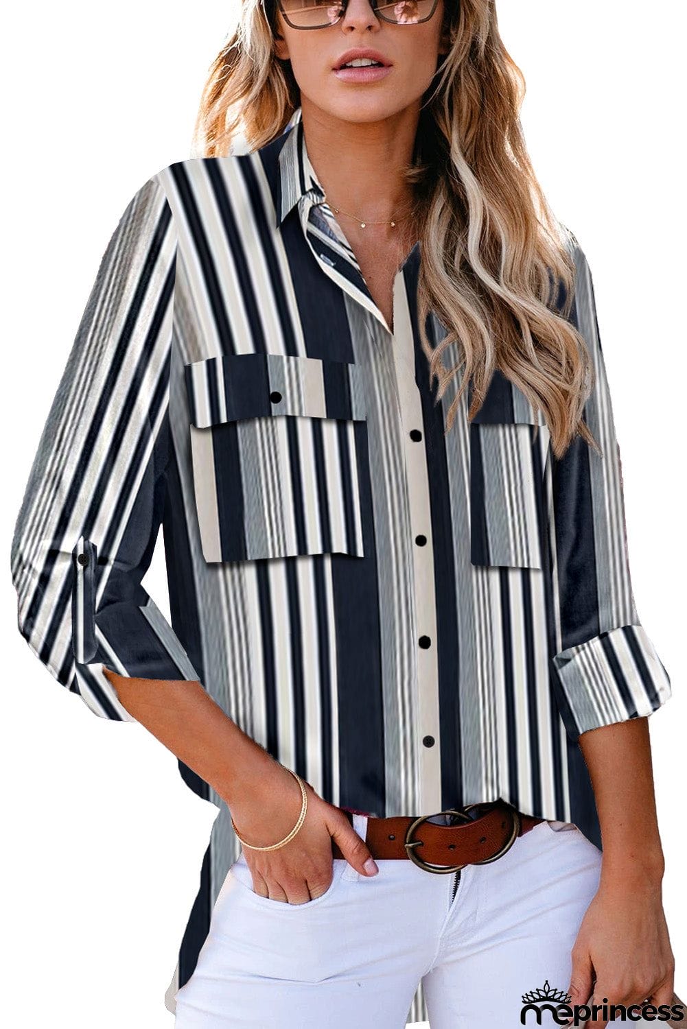 Striped Modern Shirt with Pockets