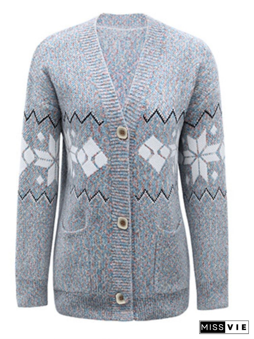 Autumn Winter New Neck Knitted Cardigan Sweater Fashion Street Dress Loose Long Sleeve