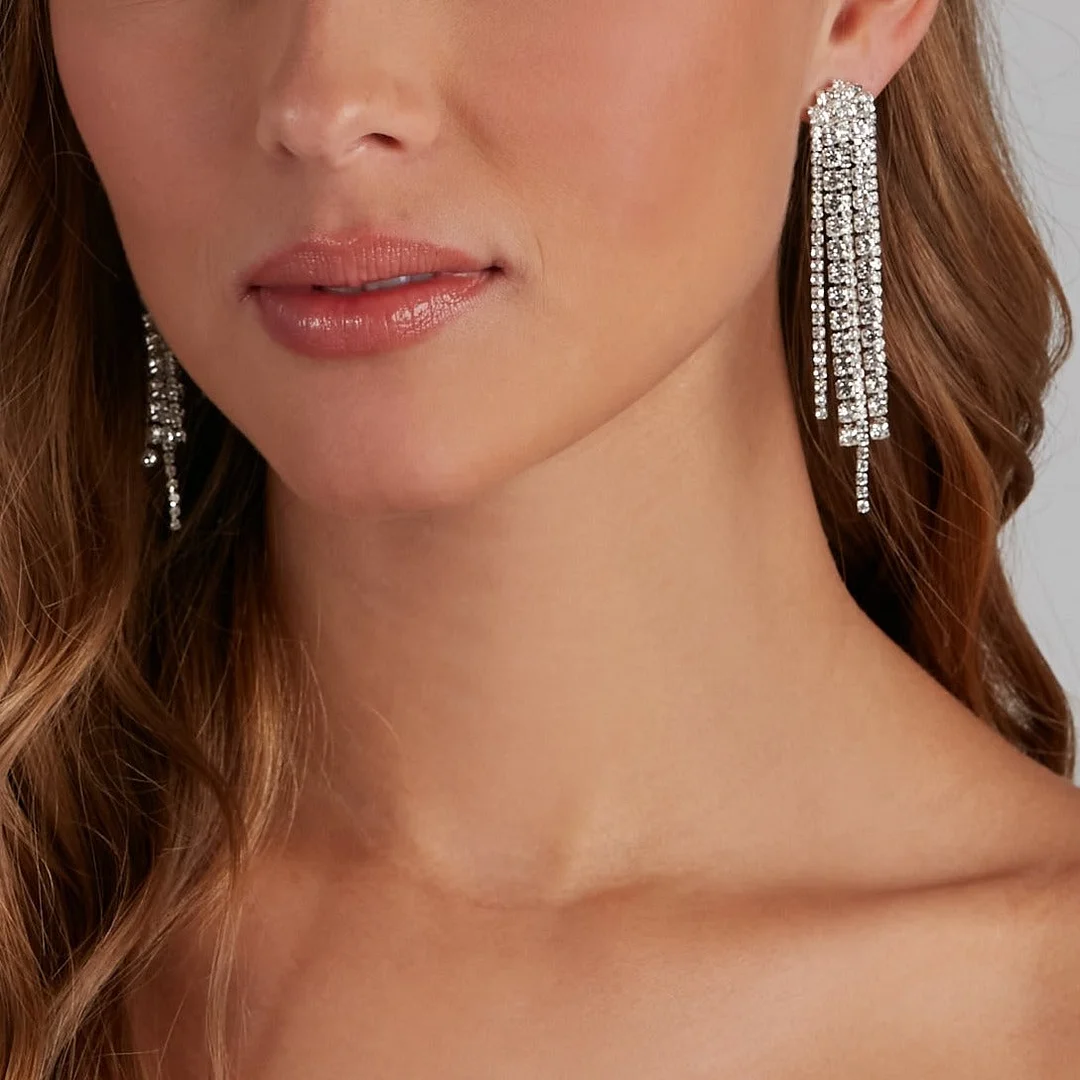 Glitz Season Evening Prom Fringe Earrings-VESSFUL