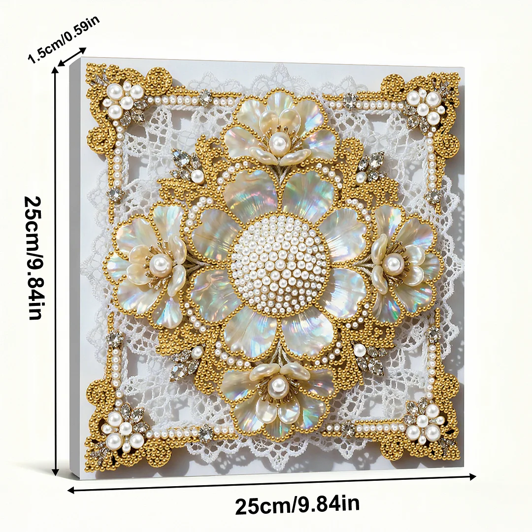 Flowers DIY Pearl Diamond Art Kit for Adults Home Decor 25x25cm With Frame
