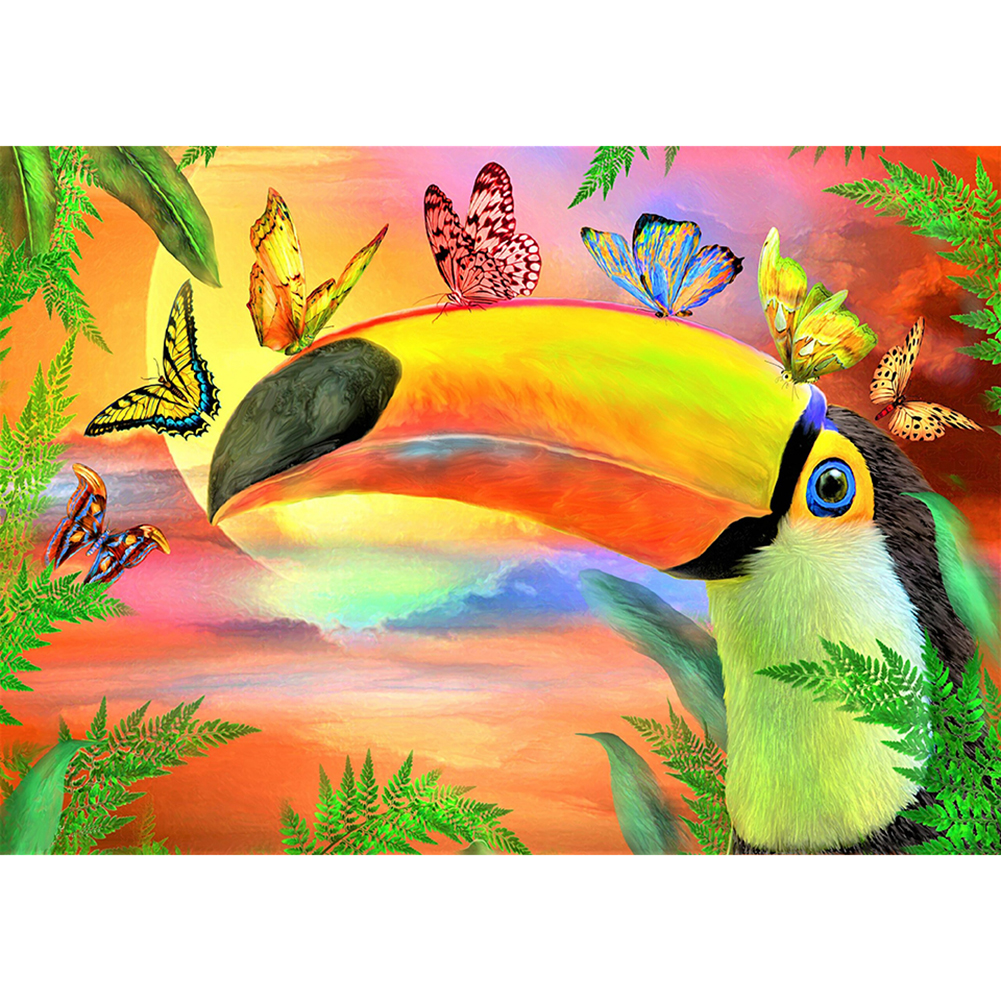 

40*30CM - Round Drill Diamond Painting - Butterflies Bird, 501 Original