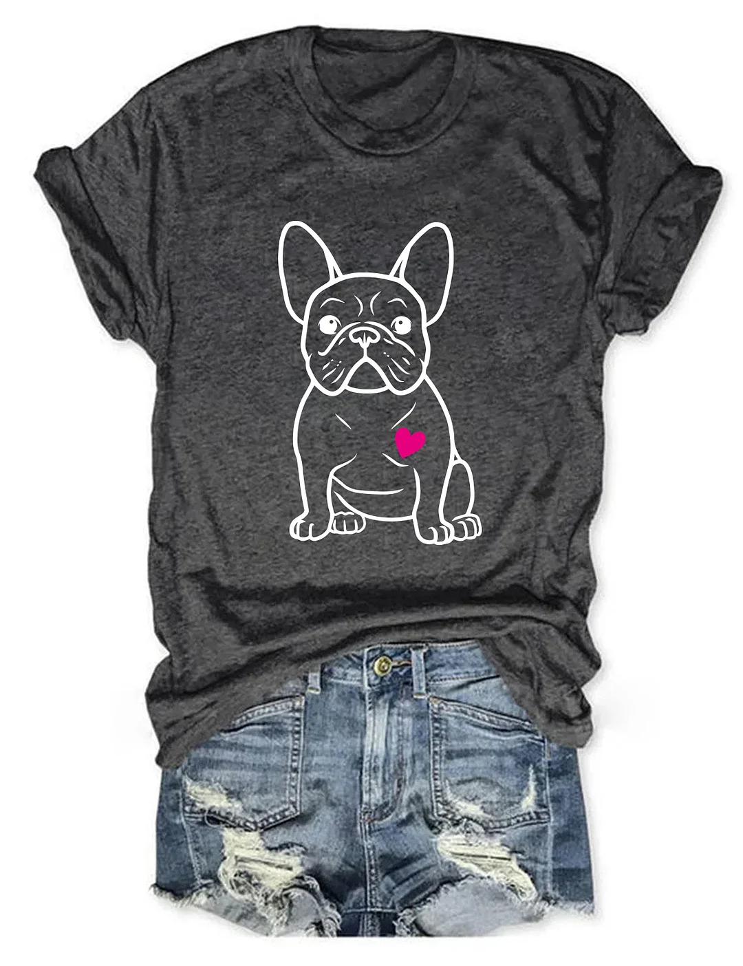 French Bulldog Heart T-shirt