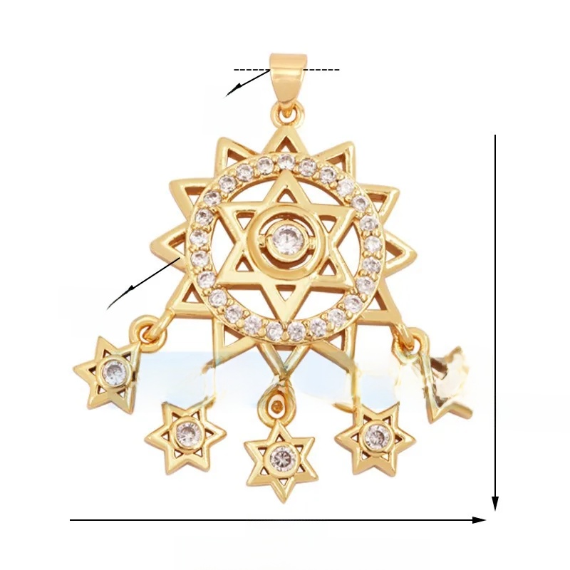 1 Piece 12 * 23mm 15*15mm 5*12mm Hole 5~5.9mm Half 925 Silver Zircon Sun Moon Pendant Jewelry Accessories