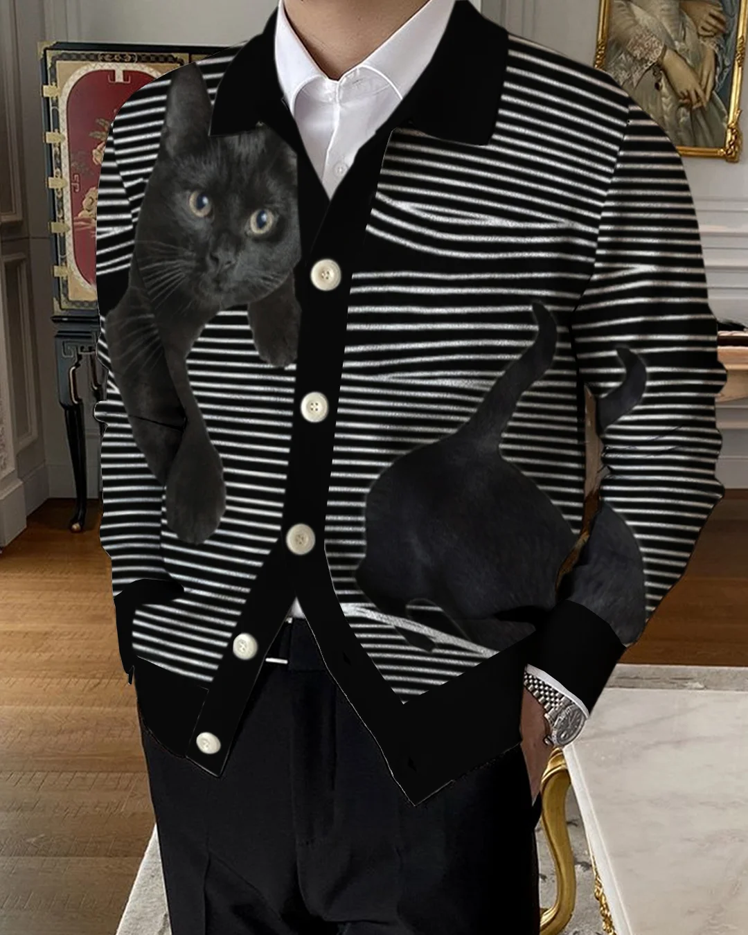 Men's Lapel Knitted Sweater Cardigan bb85