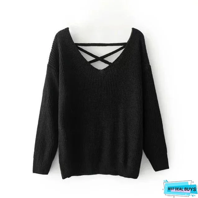 Knit Long Sleeve Backcross Sweater