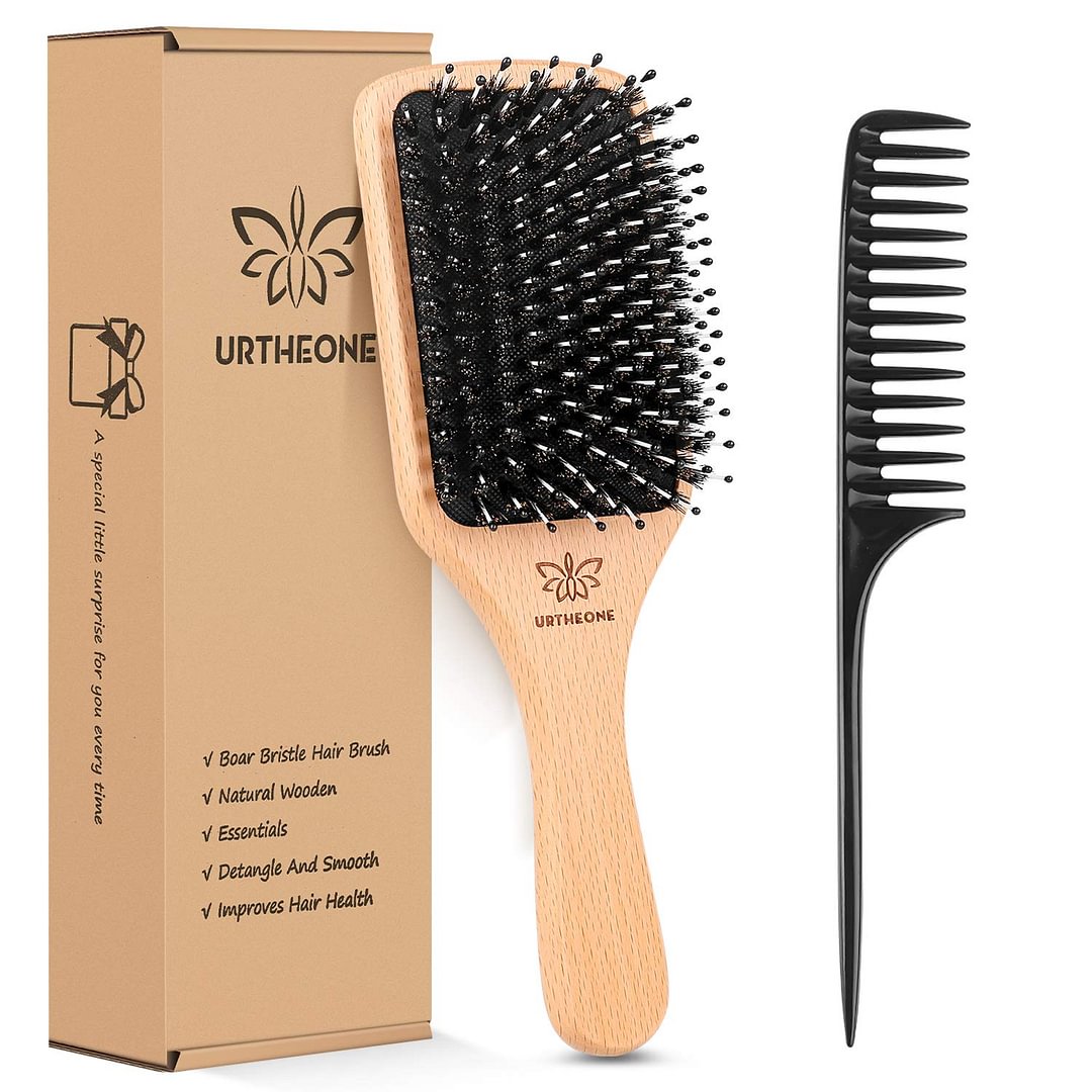 Hair Brush Boar Bristle Hairbrush for Thick Curly Thin Long Short Wet or Dry Hair Adds Shine and Makes Hair Smooth