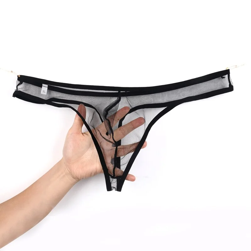 Billionm Men's Underwear Sexy Transparent G-String Thong Briefs Bulge Pouch Breathable Panties Perspective Male Bikini Underpants