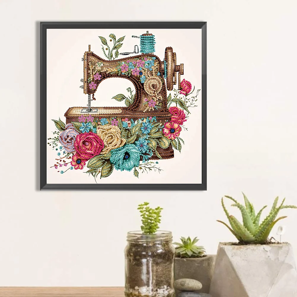 Diamond Painting - Partial Special Shaped Drill - Sewing Machine(Canvas|30*30cm)
