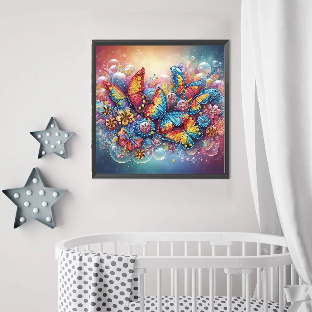 Diamond Painting - Partial Special Shaped Drill - Butterfly(Canvas|30*30cm)