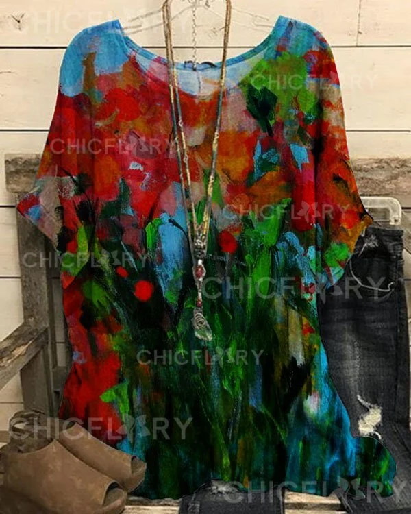 Women's Floral Pattern Loose Top