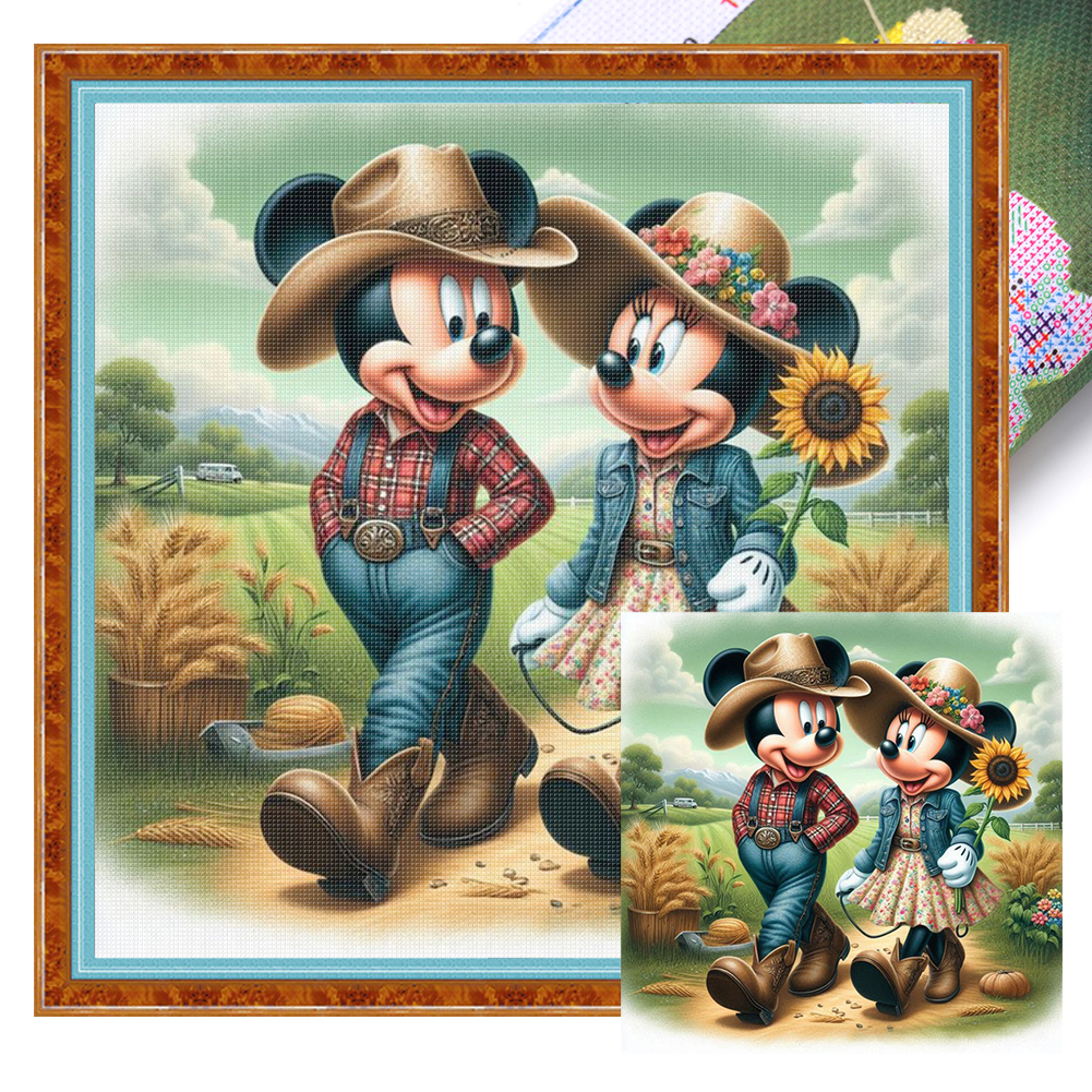Cowboy Mickey Full 11CT Pre-stamped Canvas(40*40cm) Cross Stitch