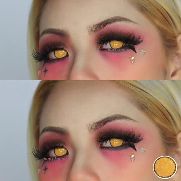 Estrellas Yellow Anime Cosplay Contact Lenses For Gilrs/Ladies In Party Or Ball 14.5mm