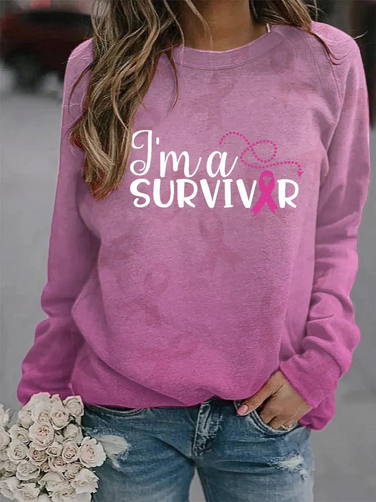 Women's Breast Cancer Ribbon Survivor Sweatshirt socialshop