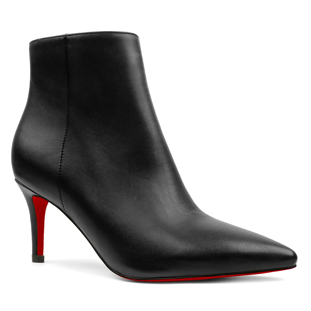 60mm Women's Ankle Boots Closed Pointed Toe Red Bottoms Stilettos Booties-MERUMOTE