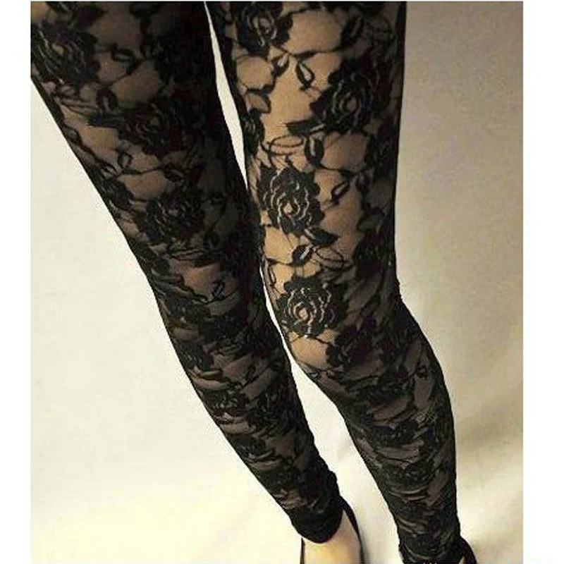 1pc Lace Legging Summer SexyThin Full Lace Ankle length Leggings Legings Floral Hollow Out Lace Leggings Hot Sale