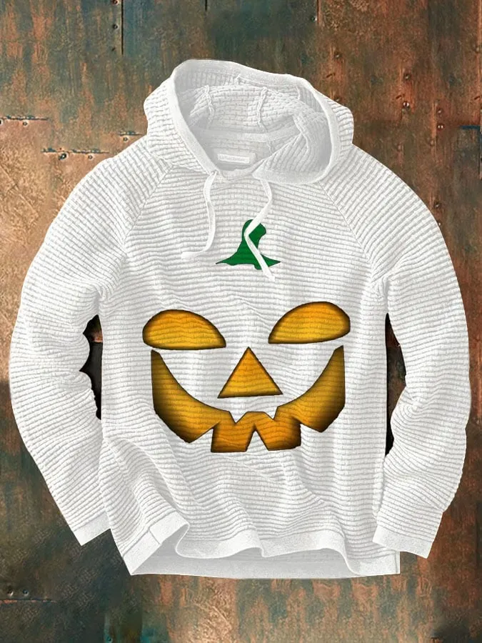 Casual Pumpkin Print Long Sleeve Hoodie