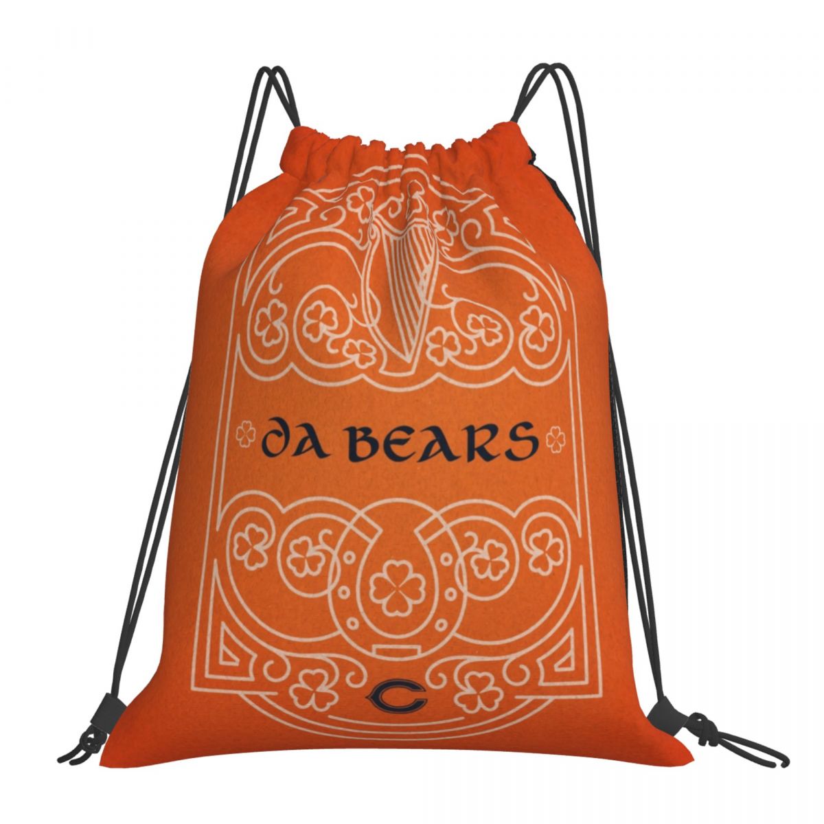 Chicago Bears Irish Stamp Orange Drawstring Bags for School Gym