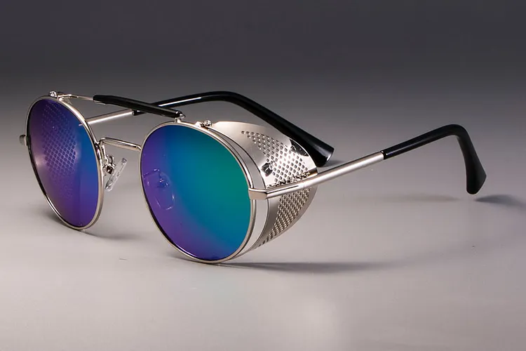 zml14 Steampunk Goggles Sunglasses Men Women Cool Shades Retro Round Sun Glasses Great Texture Metal Brand Glasses UV400