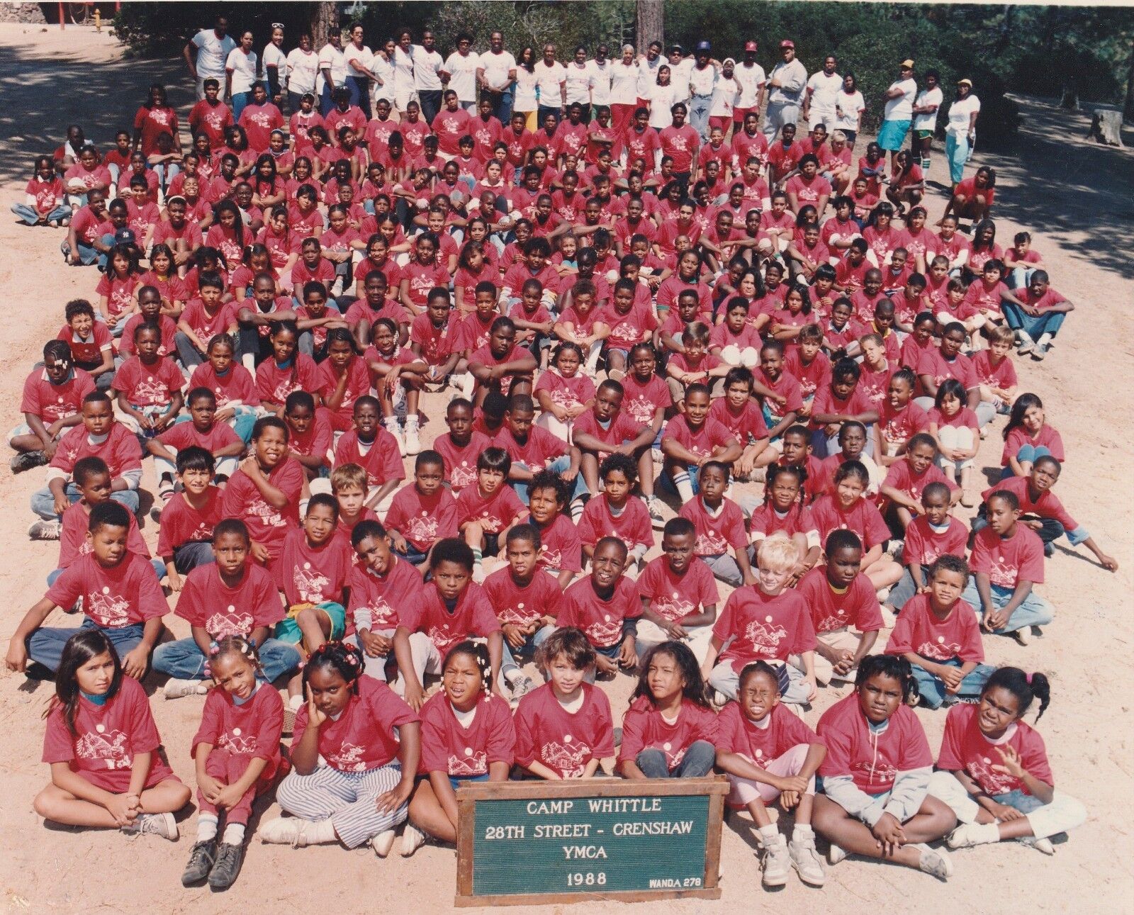 1980's YMCA SUMMER CAMP Group Portrait CALIFORNIA 8x10 FOUND Photo Poster painting Color 810 34