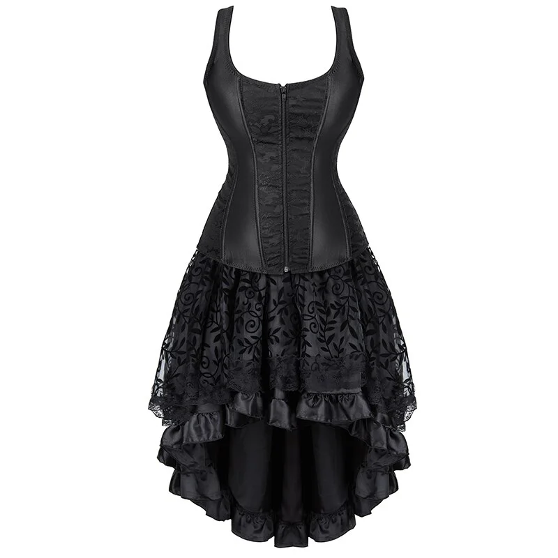 Billionm Corset Dress Steampunk Plus Size Straps Corset Floral Ruffle Skirt for Women Sexy Corset Dresses Pink Blue Red Black