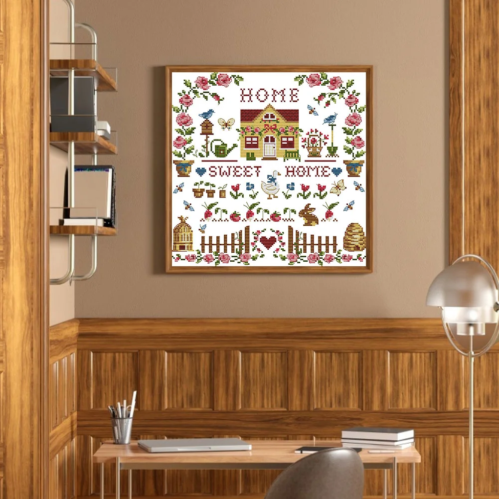 Partial Printed Cross Stitch 14CT - Sweet Home(31*31cm)