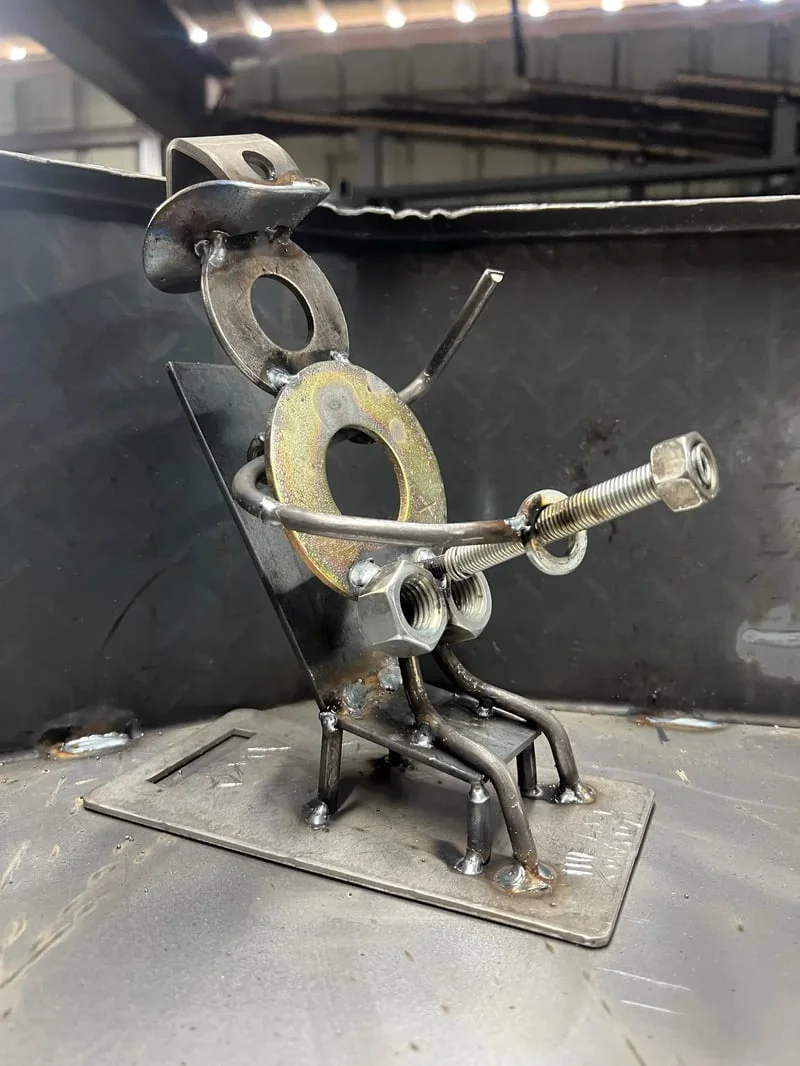 Handmade Jackin’ Cowboy Statue - Steel Gag Gift