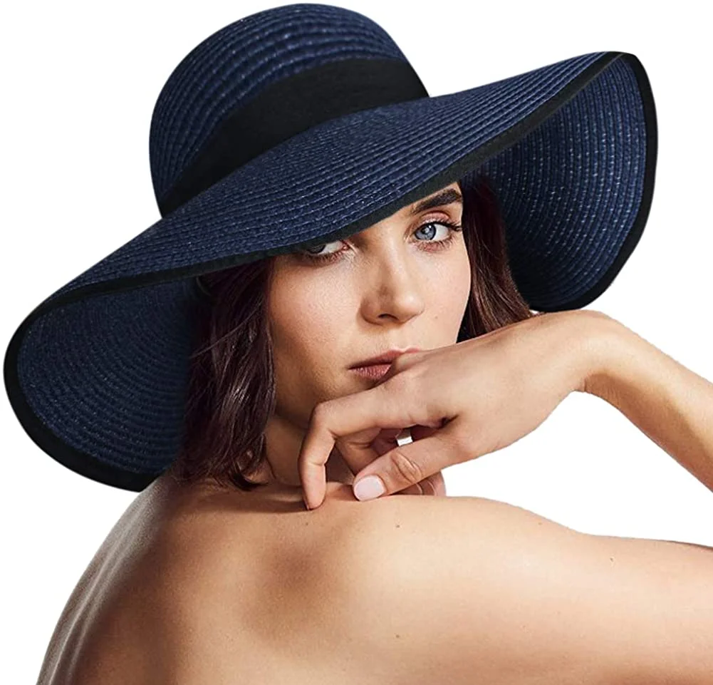 Womens Sun Straw Hat Wide Brim UPF 50 Summer Hat