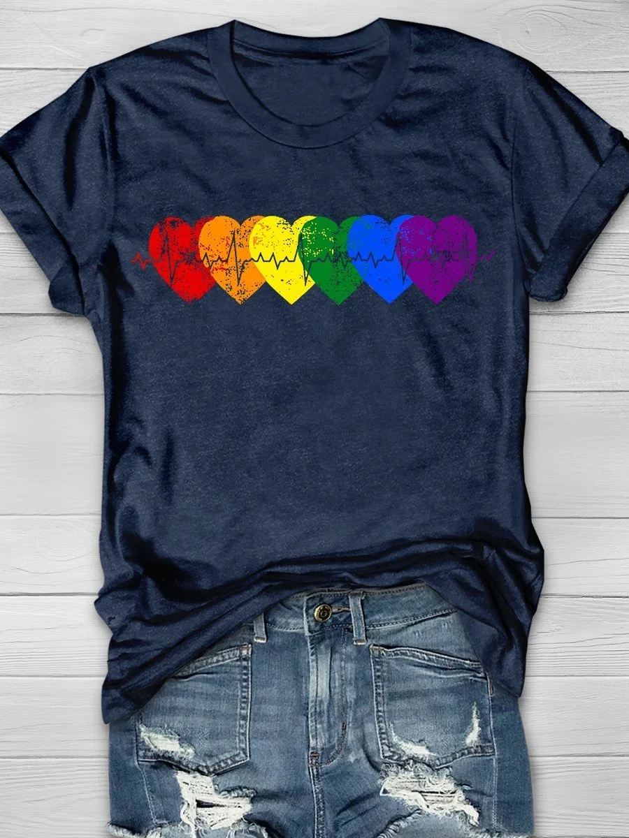 Heart Print Short Sleeve T-shirt