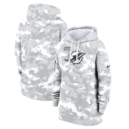 Women's Miami Dolphins  Arctic Camo 2024 Salute To Service Club Fleece Pullover Hoodie